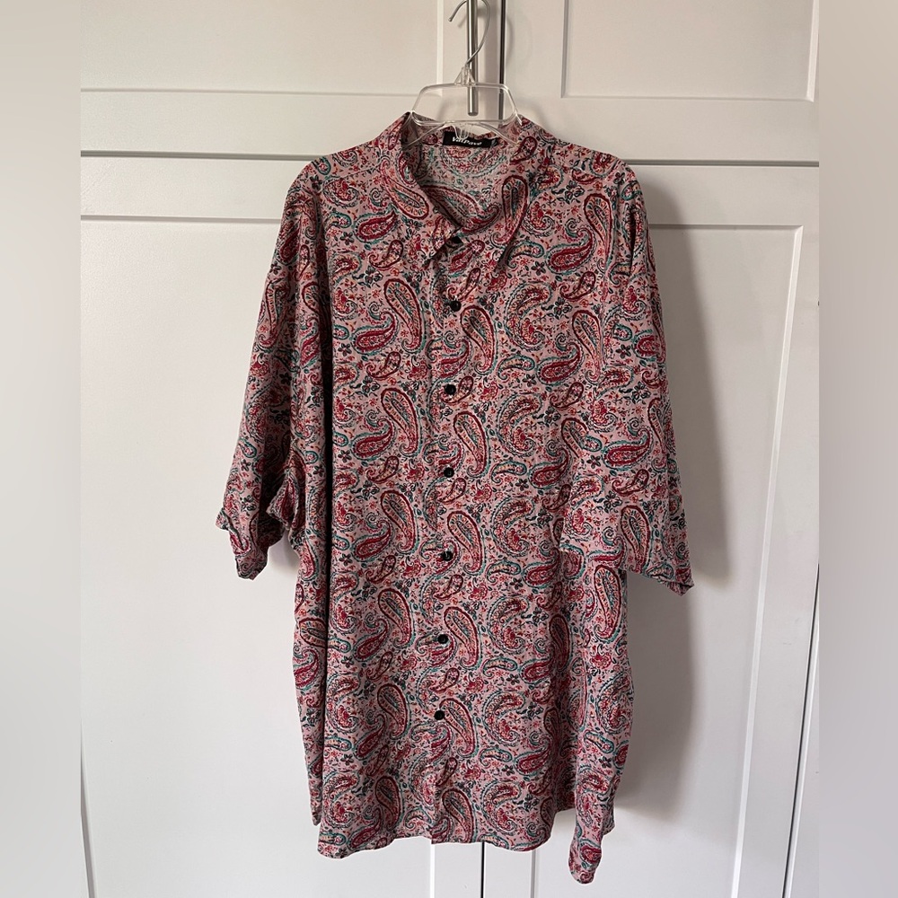 VATPAVE Mens Casual Button Down  Shirt/ Multicolor Pink/ Size XXXL